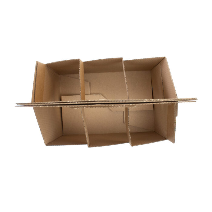 Top down view cardboard wine bottle carrier