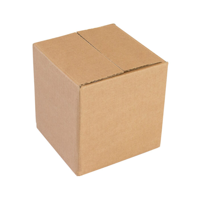 Closed 4x4x4 inch cardboard box