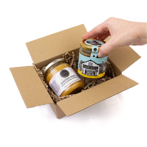 7x5x2.5 inch single wall cardboard box with glass jars